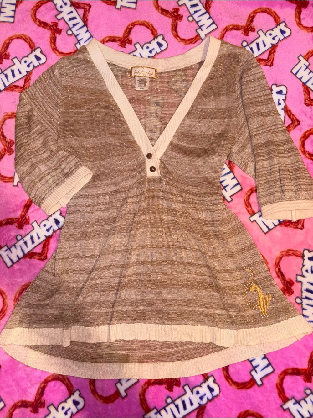 ✨ Baby Phat Y2K Gold Sparkly Baby Doll Top🐾💛